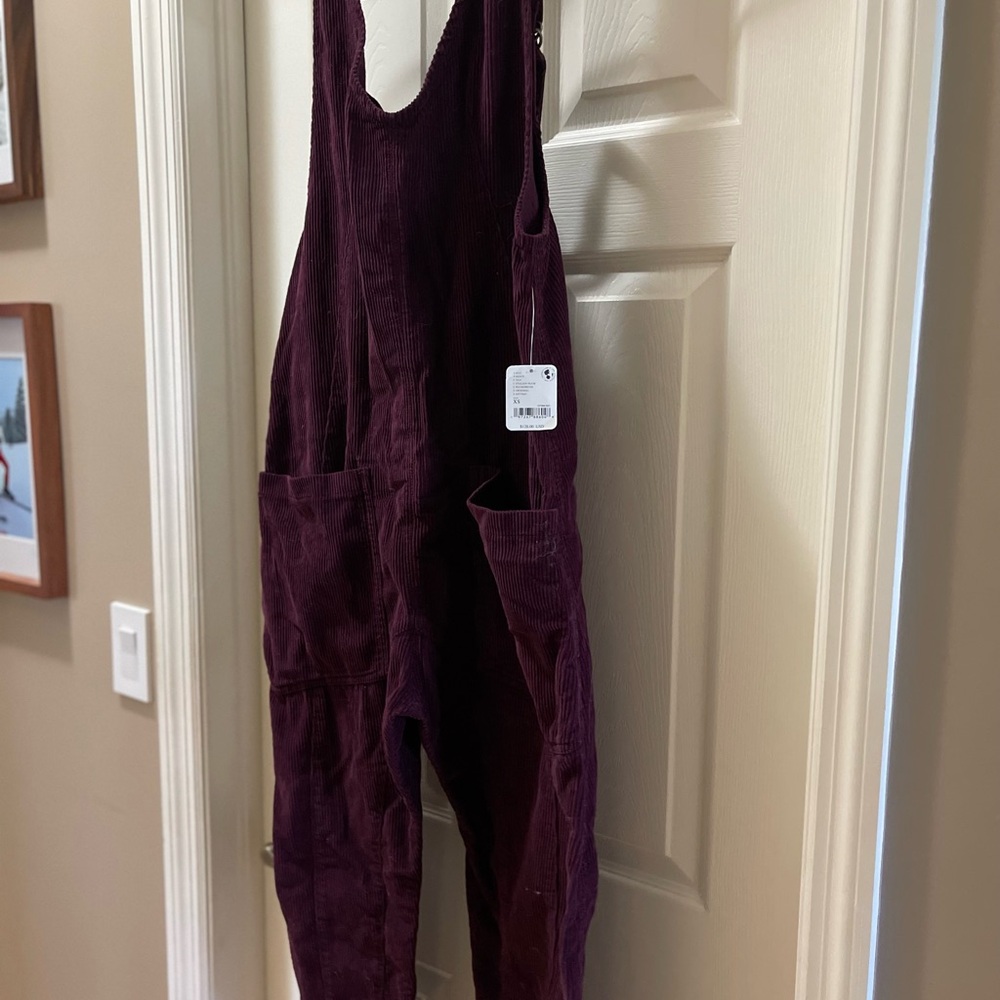 Free People Deep Purple Corduroy Jumpsuit